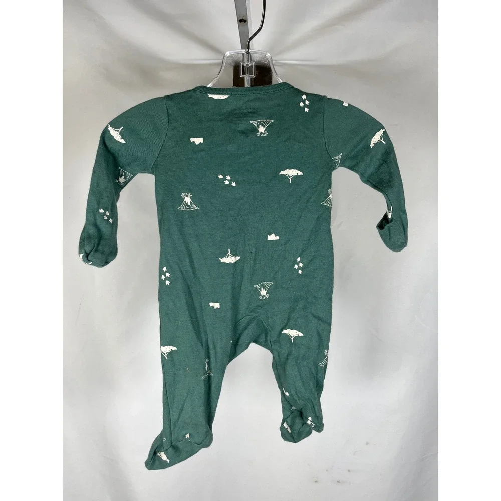 Carters Child of Mine Newborn‎ Green Safari Print Zip Up Footed Sleeper Romper